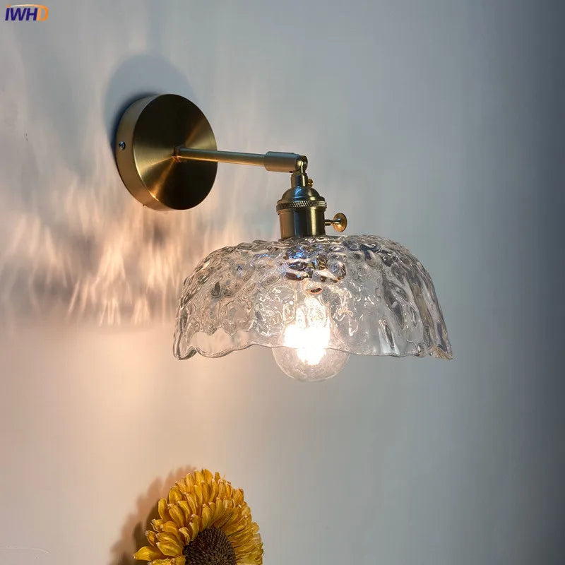 Afralia™ Clear Glass LED Wall Sconce | Modern Copper Bathroom Mirror Stair Light