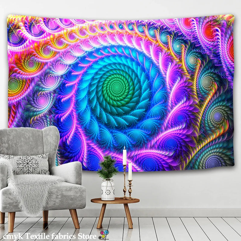 Afralia™ Psychedelic Mandala Wall Hanging Tapestry Boho Decor Hippie Tapestries