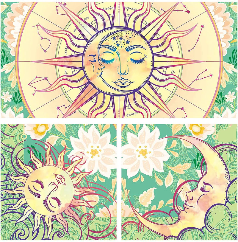 Bohemian Sun Moon Face Tapestry Art for Bedroom Living Room by Afralia™