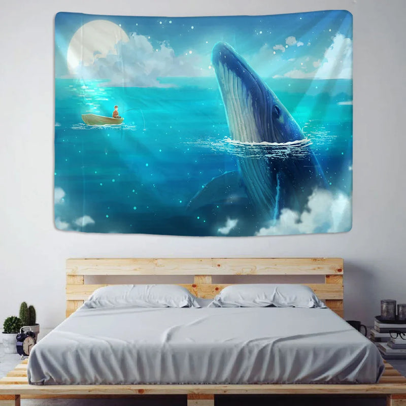 Afralia™ Ocean Whale Mandala Tapestry Beach Picnic Mat Home Decor