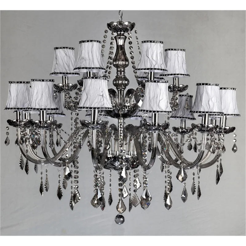 Afralia™ Smoky Grey Crystal LED Candle Chandelier for Home Hotel Hall