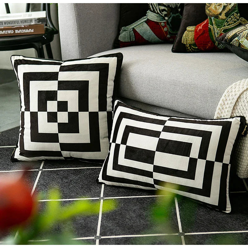 Afralia™ Geometric Maze Pattern Lumbar Pillow Case for Home Decor