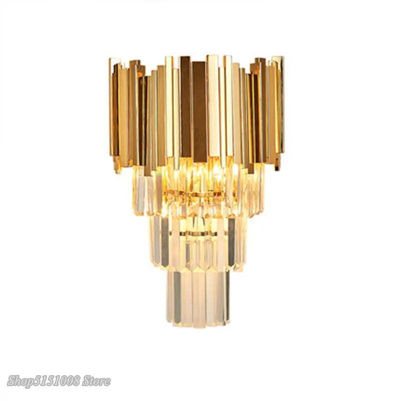 Afralia™ Nordic Crystal Wall Lamp Modern Luxury Living Room Bedroom Sconce Luminaria
