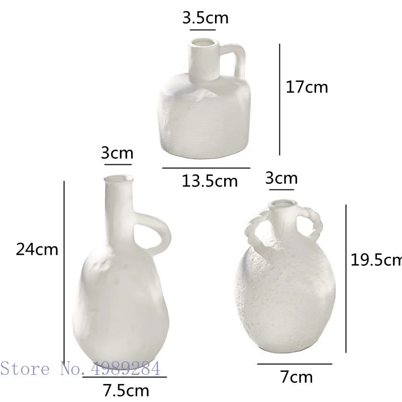 Afralia™ Stoneware Ceramic Vase with Handle - Vintage Flower Arrangement Decor Ornament