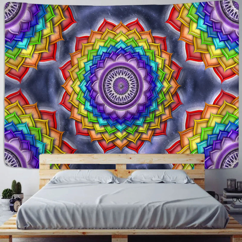Afralia™ Colorful Mandala Chakra Tapestry for Boho Decor and Yoga Mats