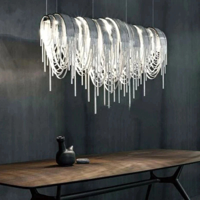 Afralia™ Tassel LED Chain Chandelier for Modern Living Room and Hotel Hanglamp Fixtures