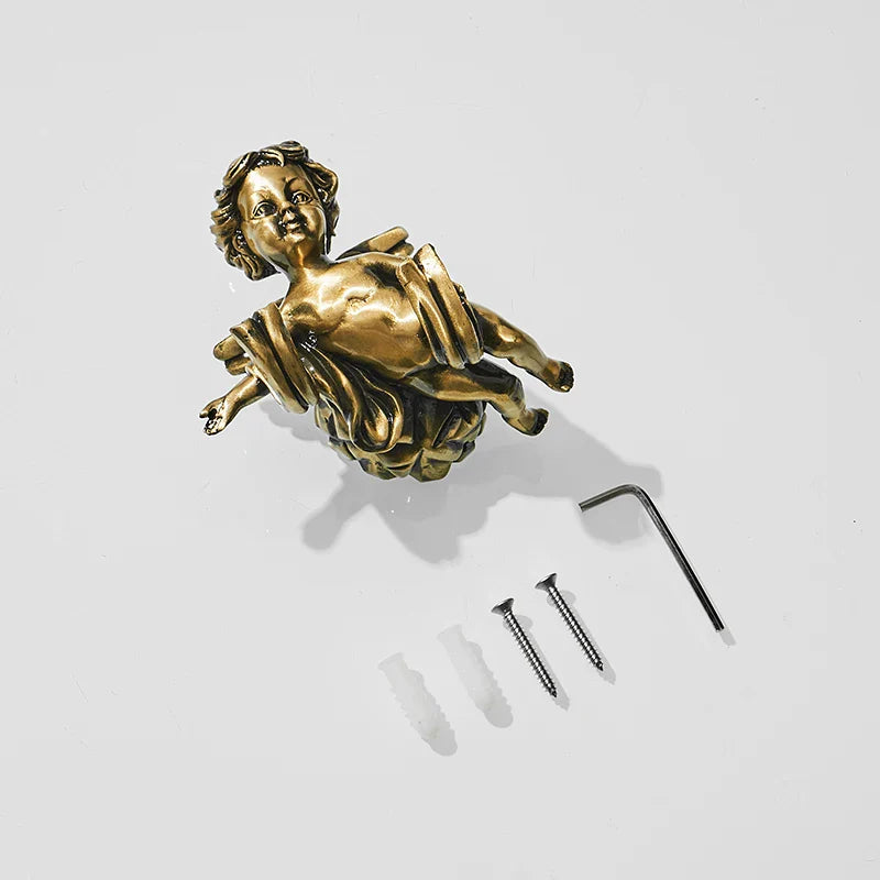 Afralia™ Angel Brass Towel Hook for Bathroom & Garage Wall Mounted