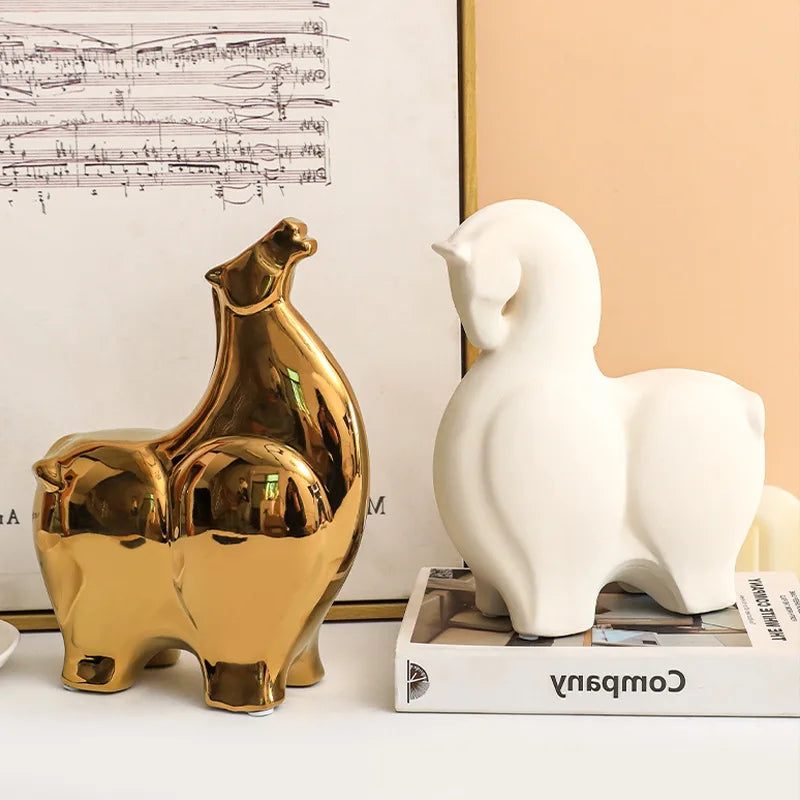 Afralia™ Ceramic Horse Statue | Home Office Decor and Gift