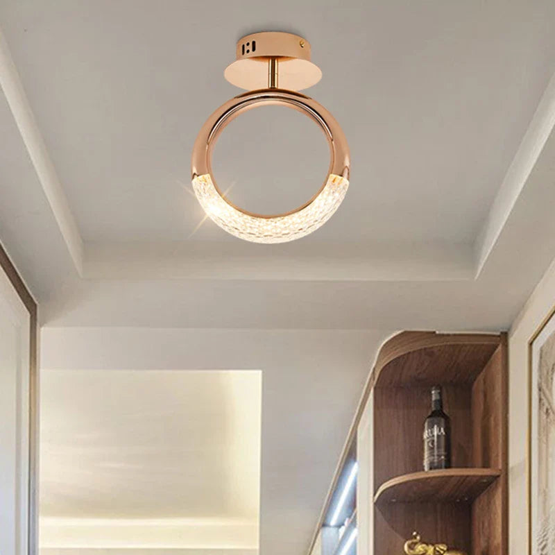 Afralia™ Rose Gold Alloy Ring Ceiling Lamp: Modern Nordic Design for Indoor Lighting