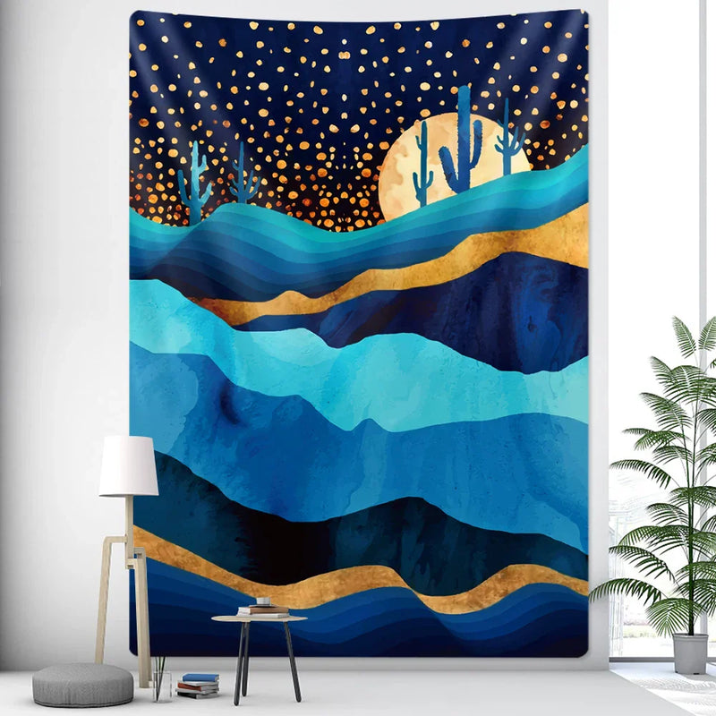 Afralia™ Oil Painting Wall Tapestry: Modern Bohemian Home Decor & Yoga Sheet