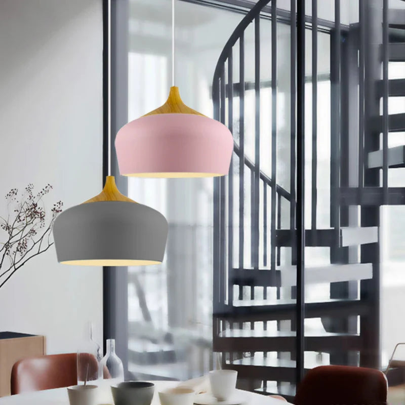 Afralia™ Nordic Wood Macaron Pendant Lights for Home Decor and Lighting Needs