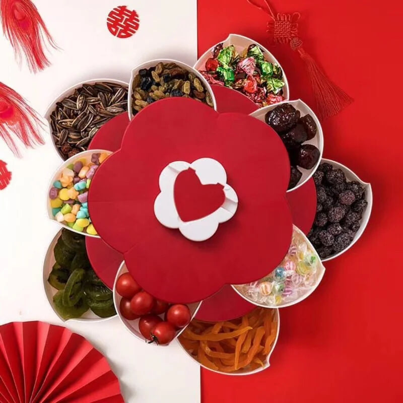 Afralia™ Rotating Petal Candy Box Snack Tray Nut Storage Organizer
