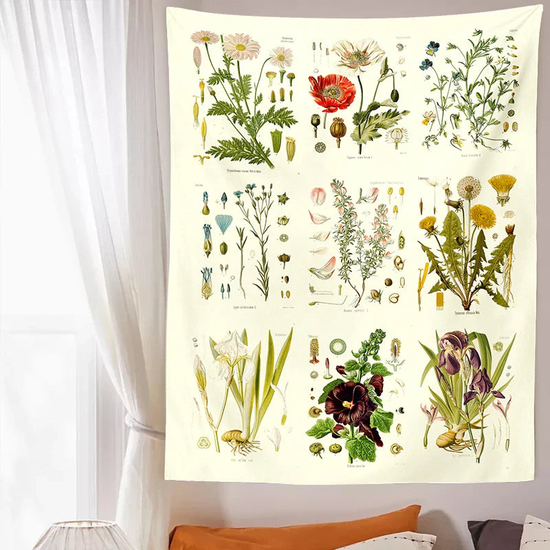 Afralia™ Wildflower Garden Tapestry Wall Hanging: Vintage Floral Art Tapestries for Colorful Home Decor