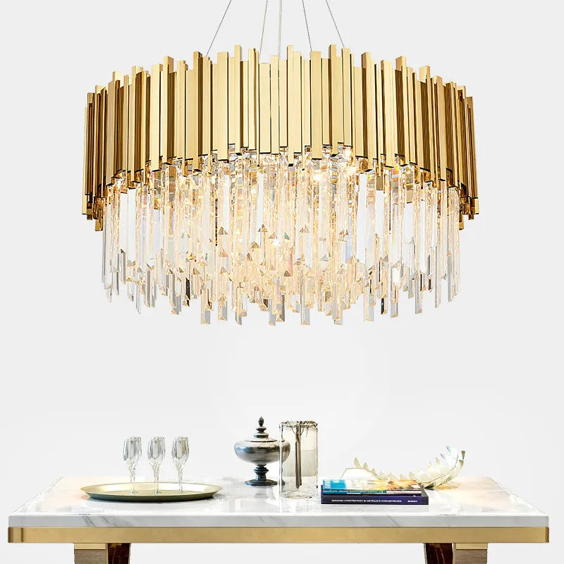 Afralia™ Crystal LED Chandelier: Adjustable Metal Hanging Lamp for Living Room, Dining, Bedroom