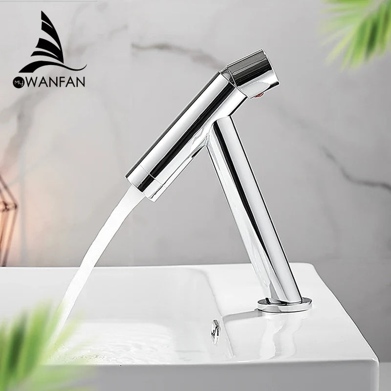 Afralia™ Luxury Brass Basin Faucet Silver Gold Single Handle Bathroom Sink Tap