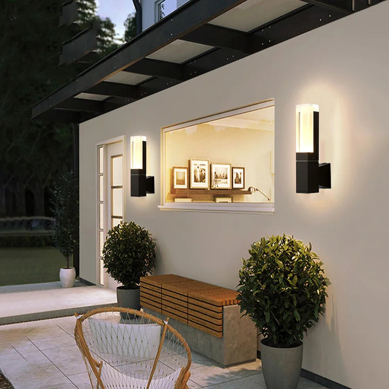 Afralia™ Outdoor LED Wall Lamp Gold Black Sconce IP65 Waterproof Garden Lighting