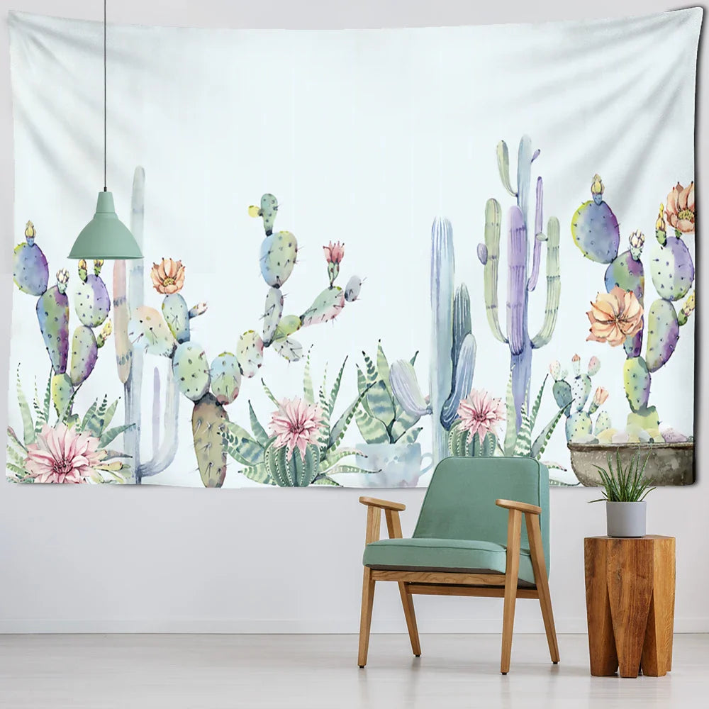 Afralia™ Cactus Tropical Plant Tapestry Wall Hanging for Children's Room Hippie Cartoon Home Decor