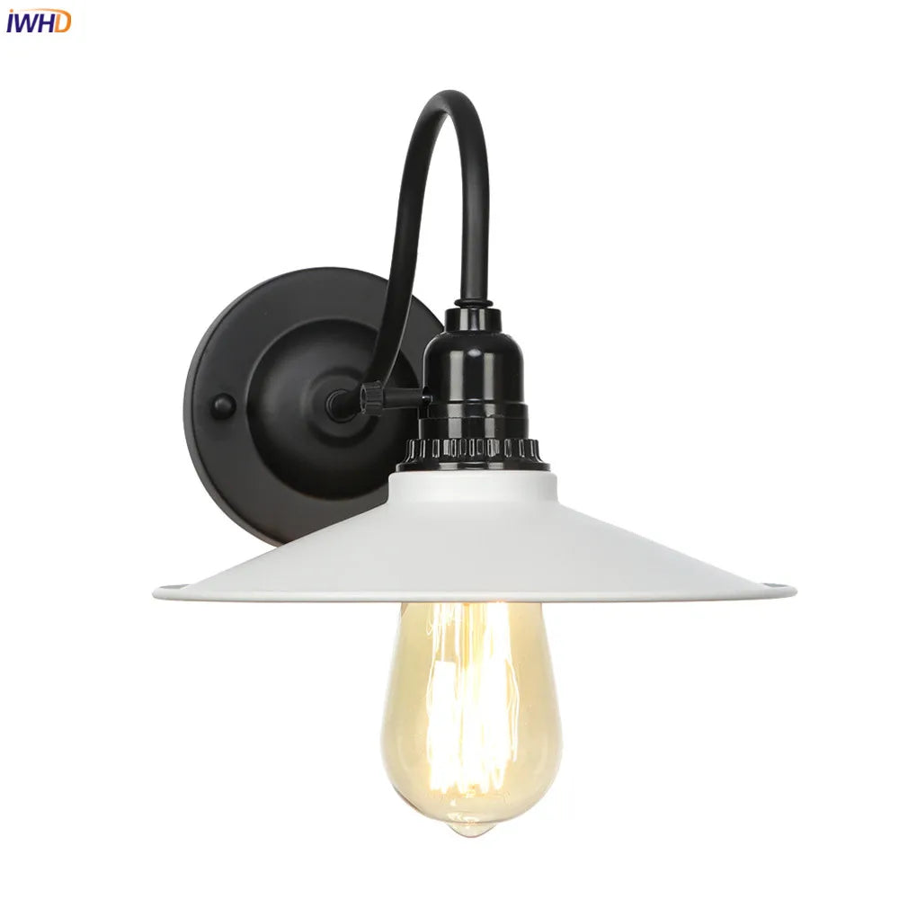 Afralia™ Vintage Industrial Wall Lamp Sconce LED - White Antique Loft Stair Bedroom