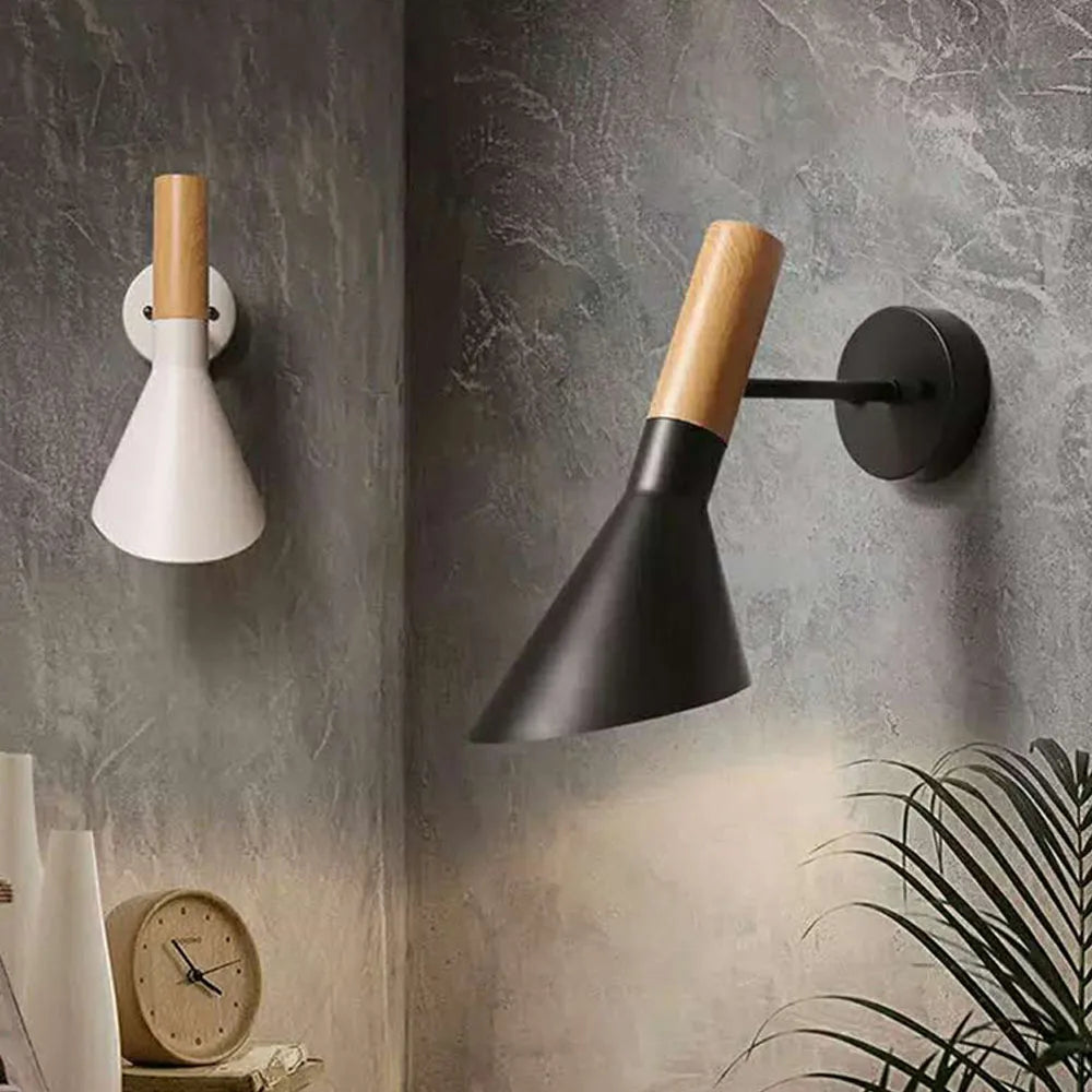 Afralia™ Nordic Wooden Wall Light Modern Vintage Loft LED Sconce for Home Decor