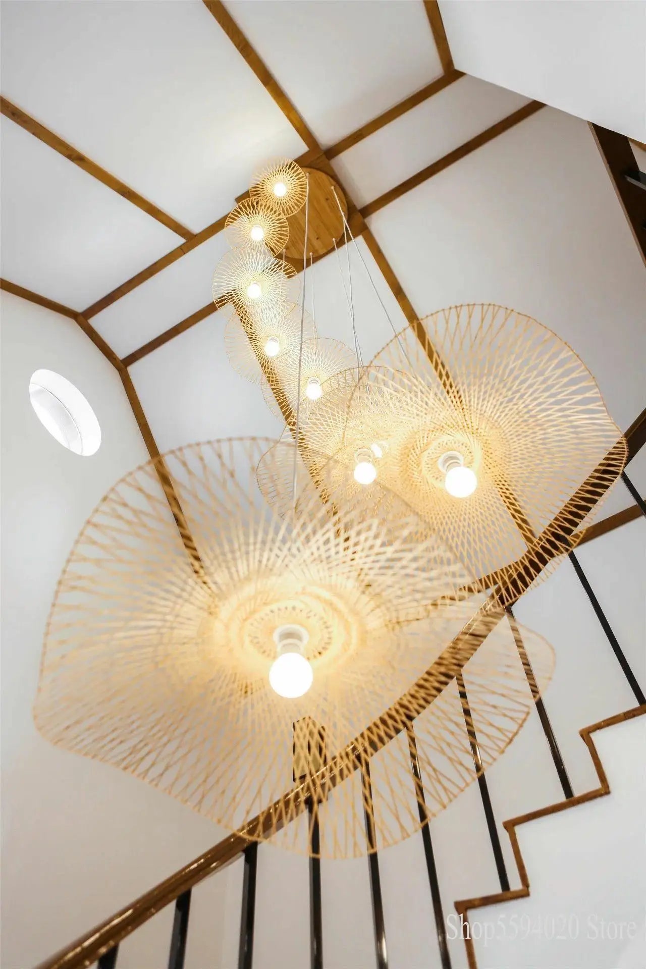 Afralia™ Zen Bamboo Chandelier: Stylish Japanese Tea Room Hanging Lamp