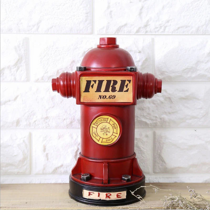 Afralia™ 24cm Fire Hydrant Piggy Bank & Fire Extinguisher Figurine Home Decor