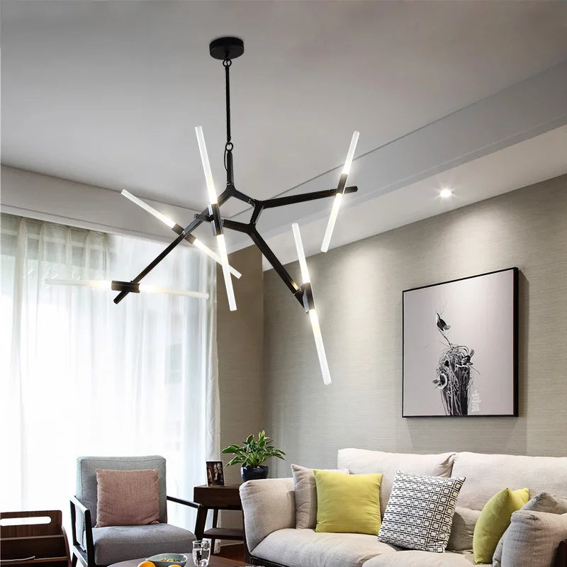 Afralia™ Branch Suspension Pendant Light - Gold Black G9 LED Iron Glass Fixture