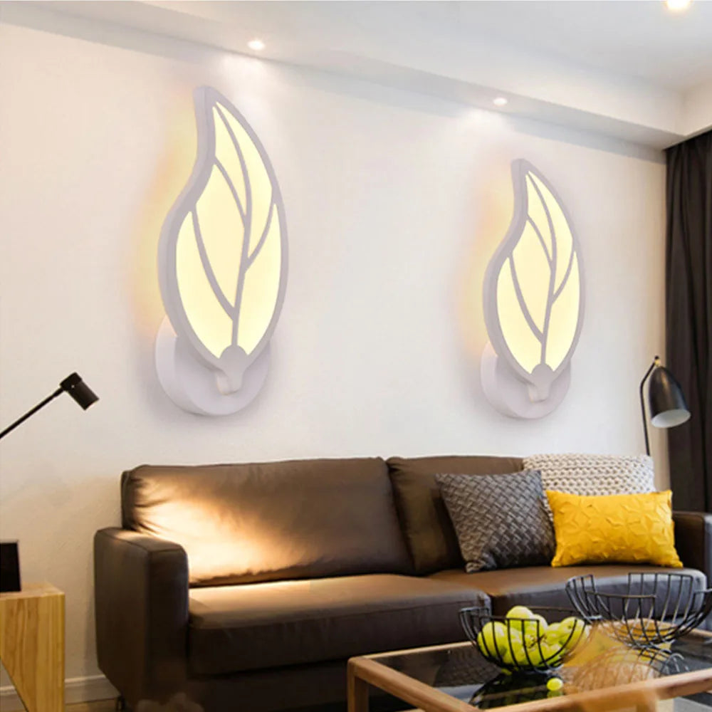 Afralia™ Leaf Shape LED Wall Sconce for Living Room Bedroom Decor