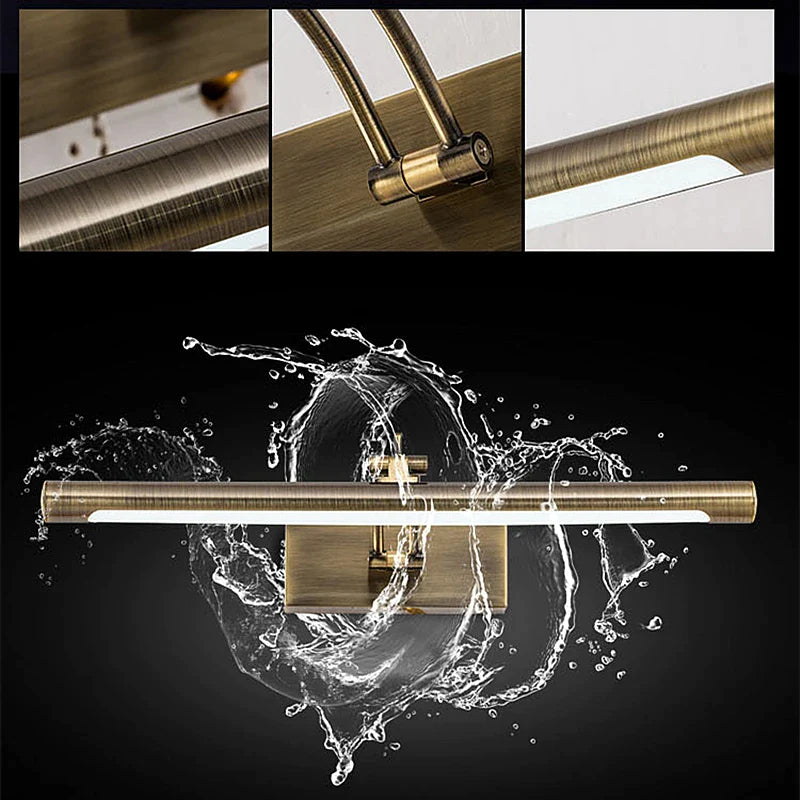 Afralia™ LED Stainless Steel Bathroom Wall Lamp Switch Waterproof Cosmetic Mirror Sconce