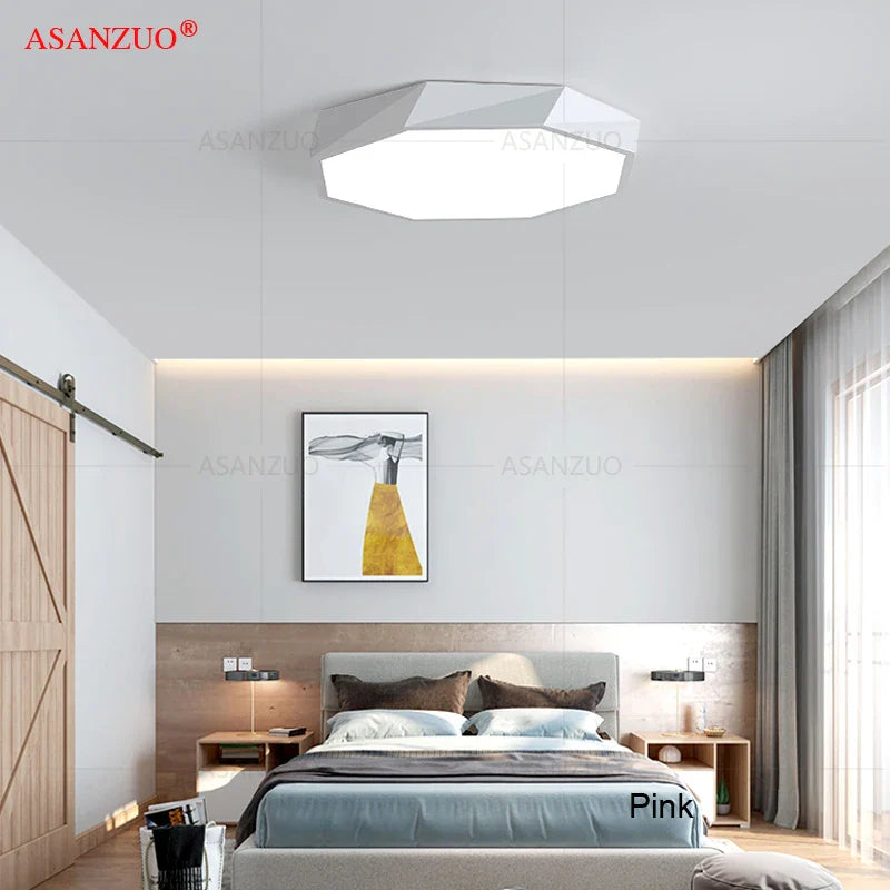 Afralia™ Octagon LED Ceiling Lights With Remote Control - Modern Surface Mount Lighting