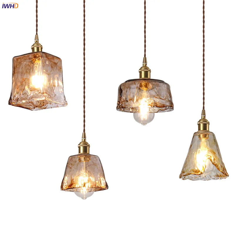 Afralia™ Glass Copper Pendant Lights for Dinning Living Room Decor
