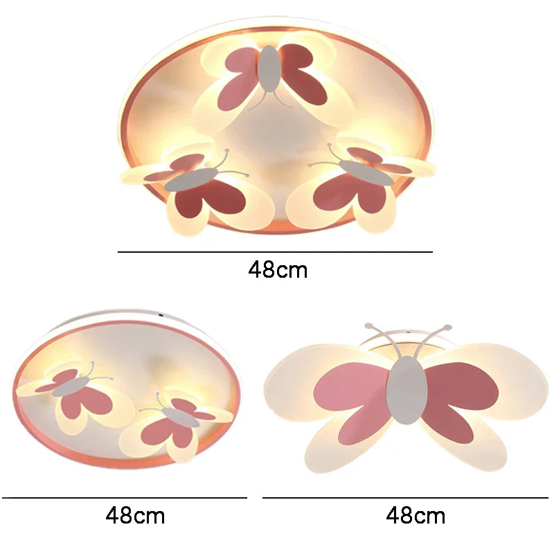 Afralia™ Pink Butterfly LED Ceiling Light for Kids Bedroom