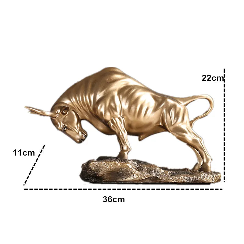 Afralia™ Bull Sculpture: Feng Shui Cattle Figurine for Office & Home Decor