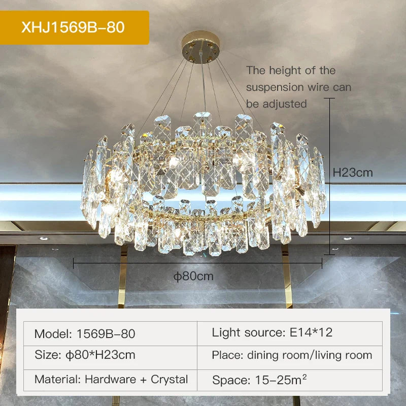 Afralia™ Crystal LED Chandelier for Elegant Living Room, Dining, Bedroom, Kitchen