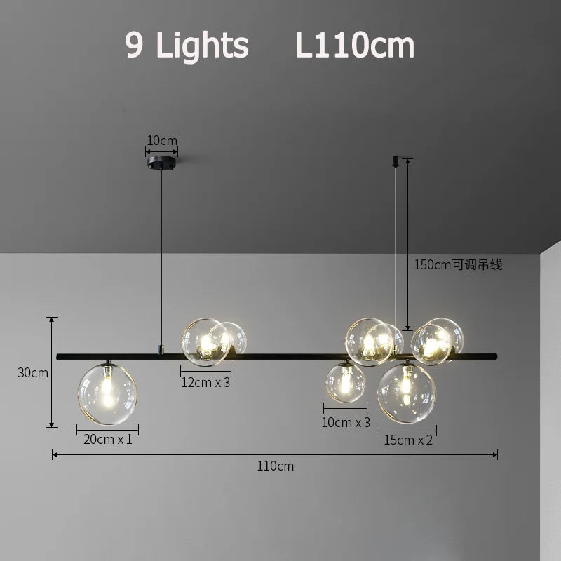 Afralia™ Nordic Glass Bubble Chandelier for Bedroom Dinning Room Decor