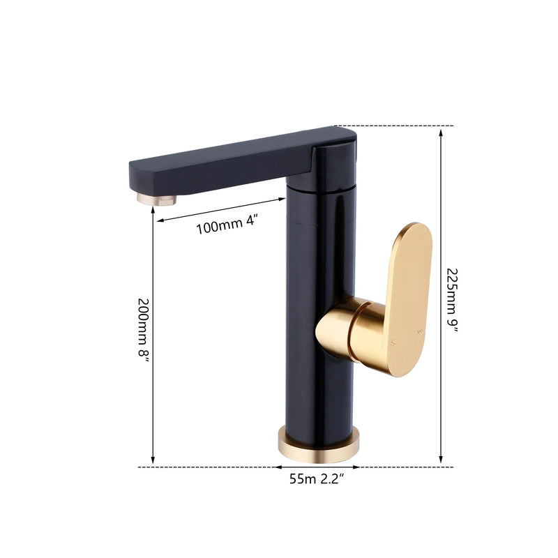 Afralia™ Black Gold Bathroom Faucet: Luxury Basin Sink Mixer Tap - Brass Space Aluminum