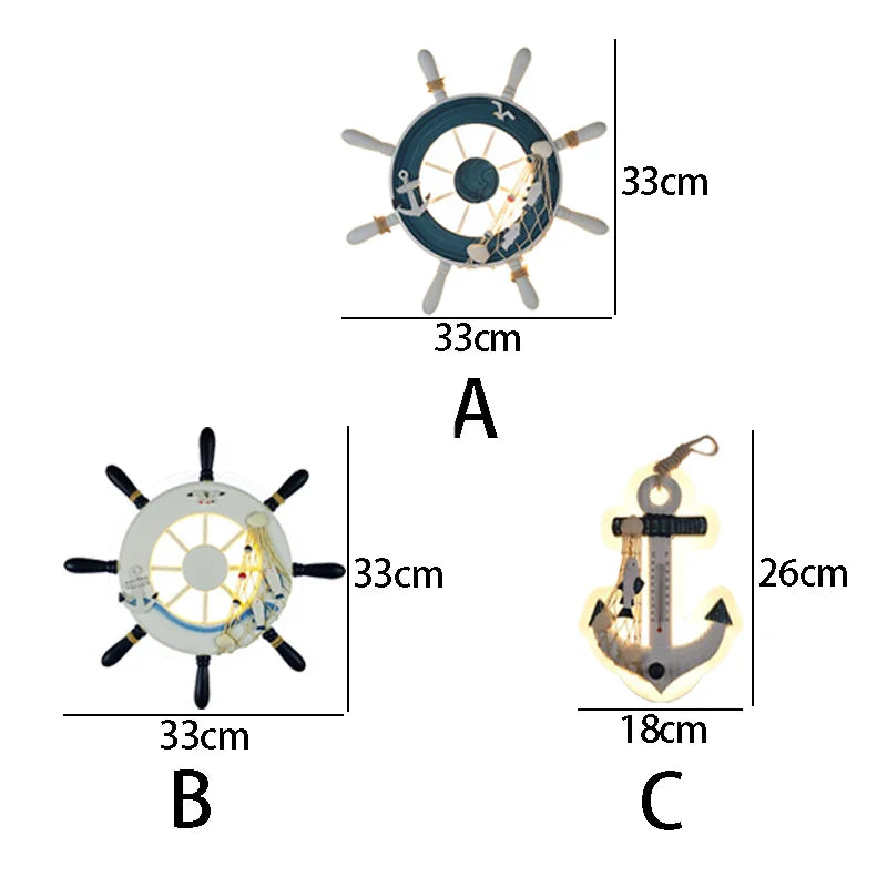 Afralia™ Kids LED Ship Rudder Wall Light - Mediterranean Decor Ocean Theme