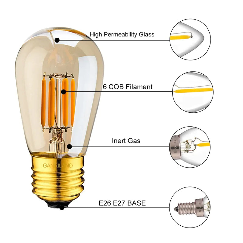 Afralia™ LED Filament Bulb 3W ST45 Gold Dimmable E26 E27 2200K Indoor Decorative