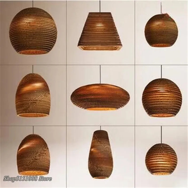 Afralia™ Chinese Paper Honeycomb Pendant Lights Cardboard Personalized Home Decor Luminaire