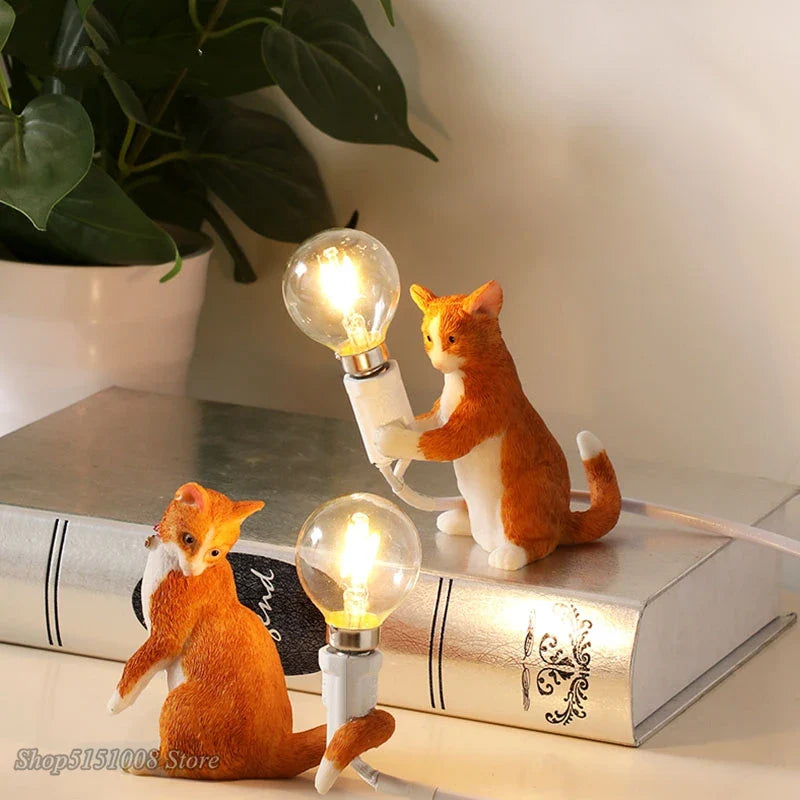 Afralia™ Cat Resin Table Lamp for Children's Bedroom Decor