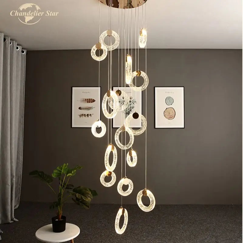 Afralia™ Bubble Crystal LED Chandelier Stainless Steel Pendant Light for Bedroom Living Room
