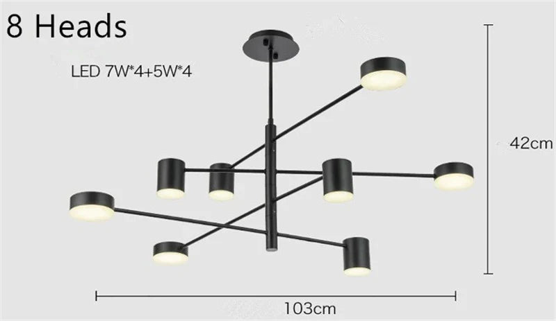 Afralia™ Modern Black Gold White LED Chandelier for Home Decor