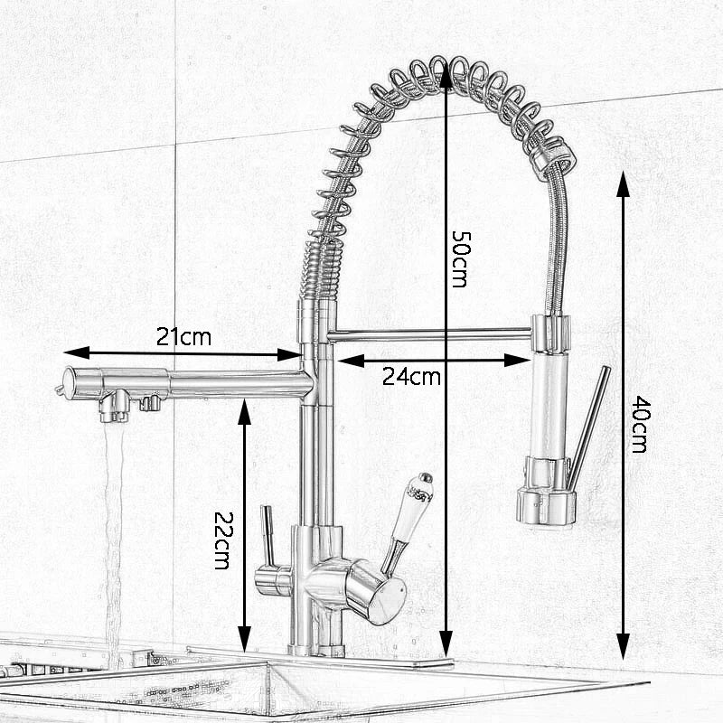 Afralia™ Kitchen Water Filter Faucet: Three Spout Mixer, 360° Rotation, Water Purification Feature