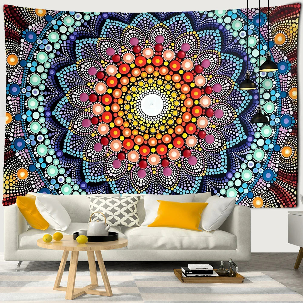 Afralia™ Chakras Mandala Tapestry Wall Hanging - Hippie Psychedelic Home Decor