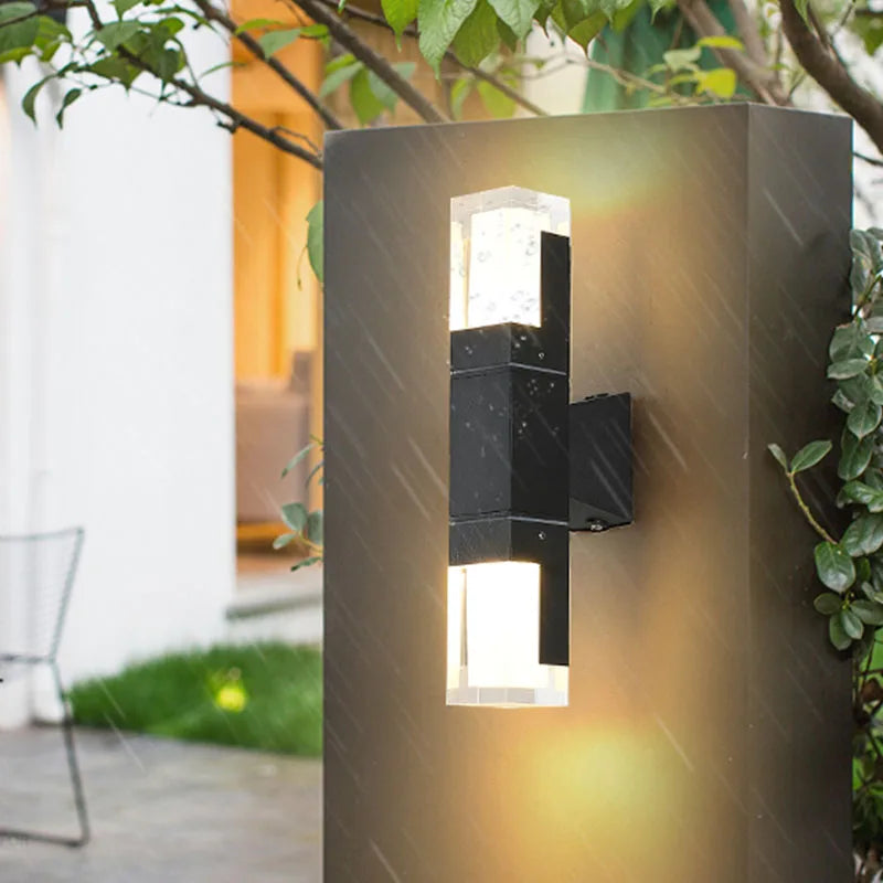 Afralia™ Outdoor LED Wall Lamp Gold Black Sconce IP65 Waterproof Garden Lighting