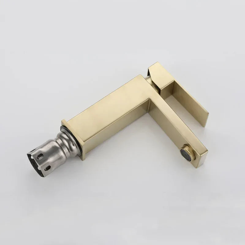 Afralia™ Gold Stainless Steel Basin Faucet Deck Mounted Hot Cold Water Mixer