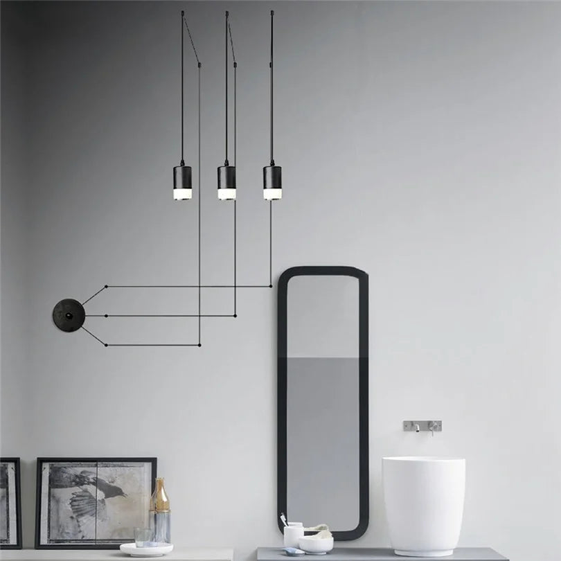 Afralia™ Long Line Black Wall Light LED Wrought Hanging Lampsiking Wall Mounted Minimalist LED Lamps