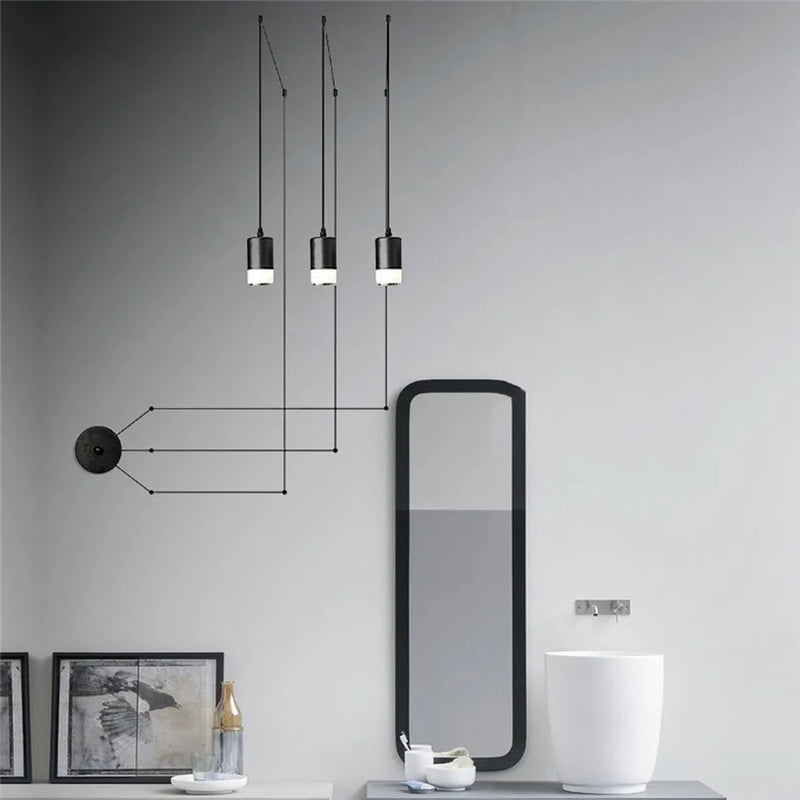 Afralia™ Long Line Black Wall Light LED Wrought Hanging Lampsiking Wall Mounted Minimalist LED Lamps