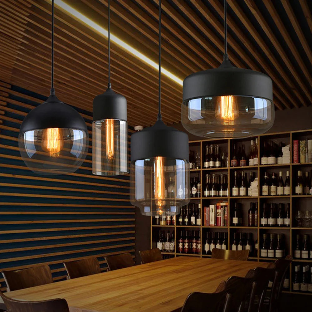 Afralia™ Modern Loft Glass Pendant Lamp LED Hanging Lights - Kitchen, Restaurant, Living Room