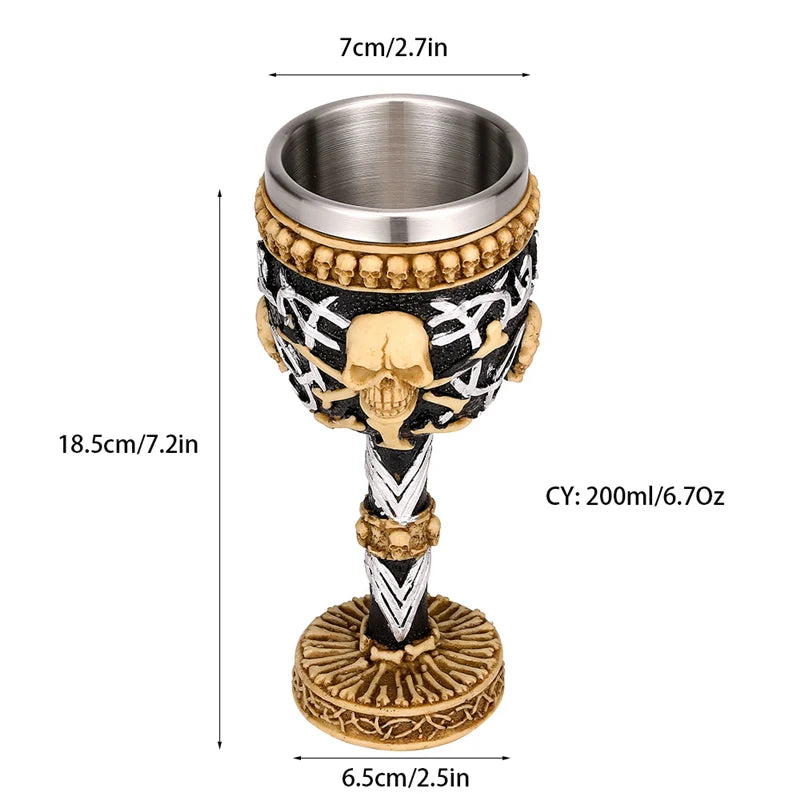 Afralia™ Gothic Skull Resin Wine Glass 200ml bar drinkware cocktail whiskey cup