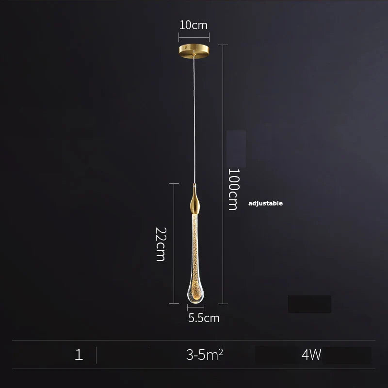 Afralia™ Water Drop LED Gold Chandelier for High Ceiling, Staircase Lighting